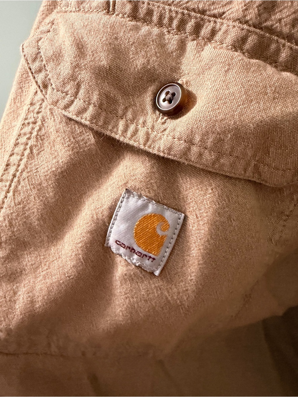 Carhartt Loose Fit Canvas Twill Button Down Long Sleeve Work Shirt Tan 2XL
